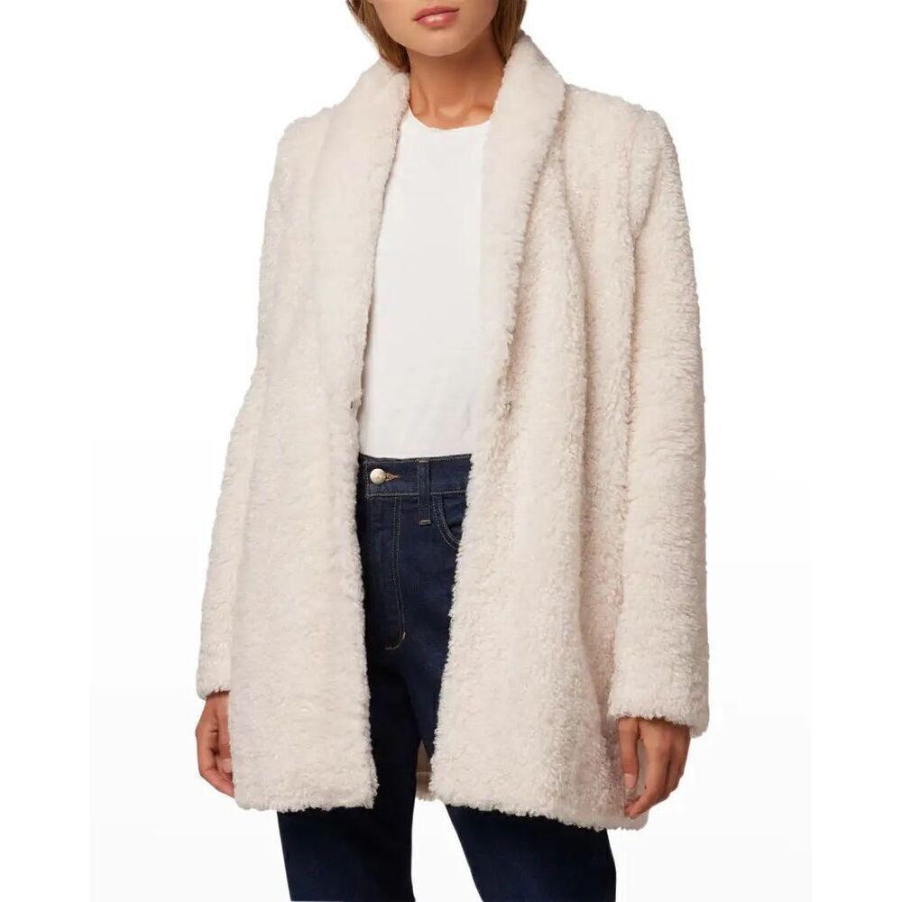Joe’s Jeans Pascale Faux-Shearling Coat in Cream Size S NWT